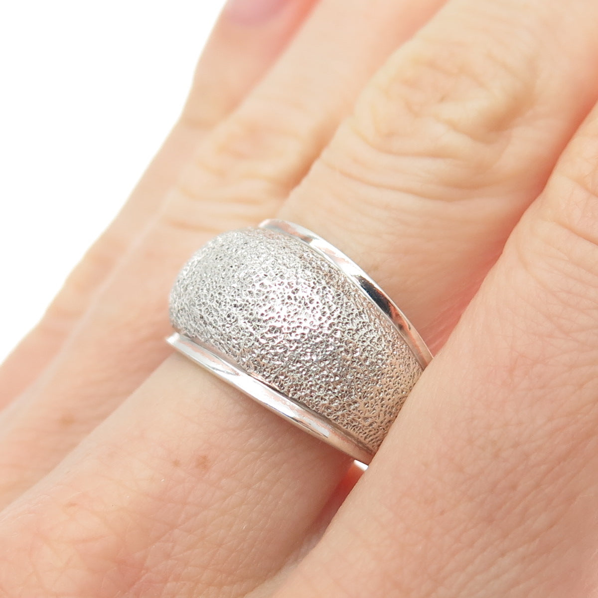 CHARLES WINSTON 925 Sterling Silver Vintage Modernist Dome Ring Size 8