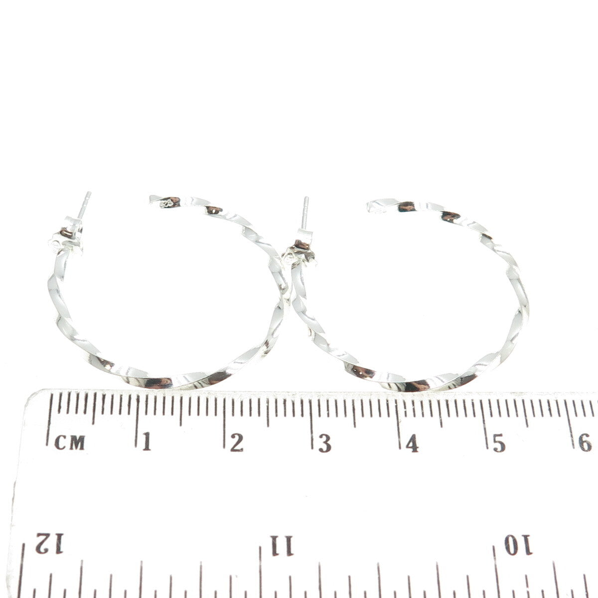 925 Sterling Silver Twisted Hoop Earrings
