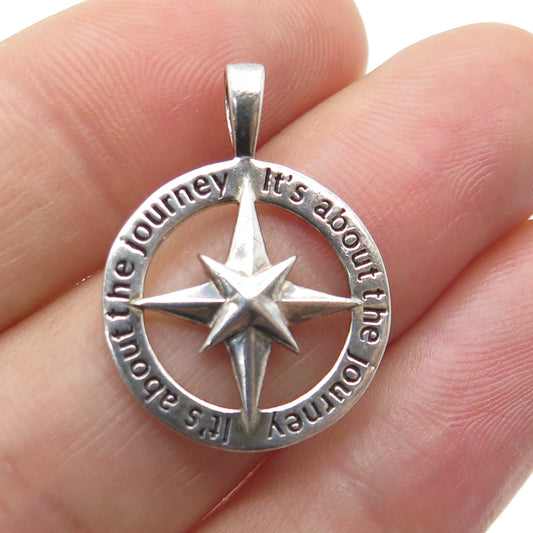 RJ GRAZIANO Sterling Silver Vintage "It's about the journey" North Star Pendant