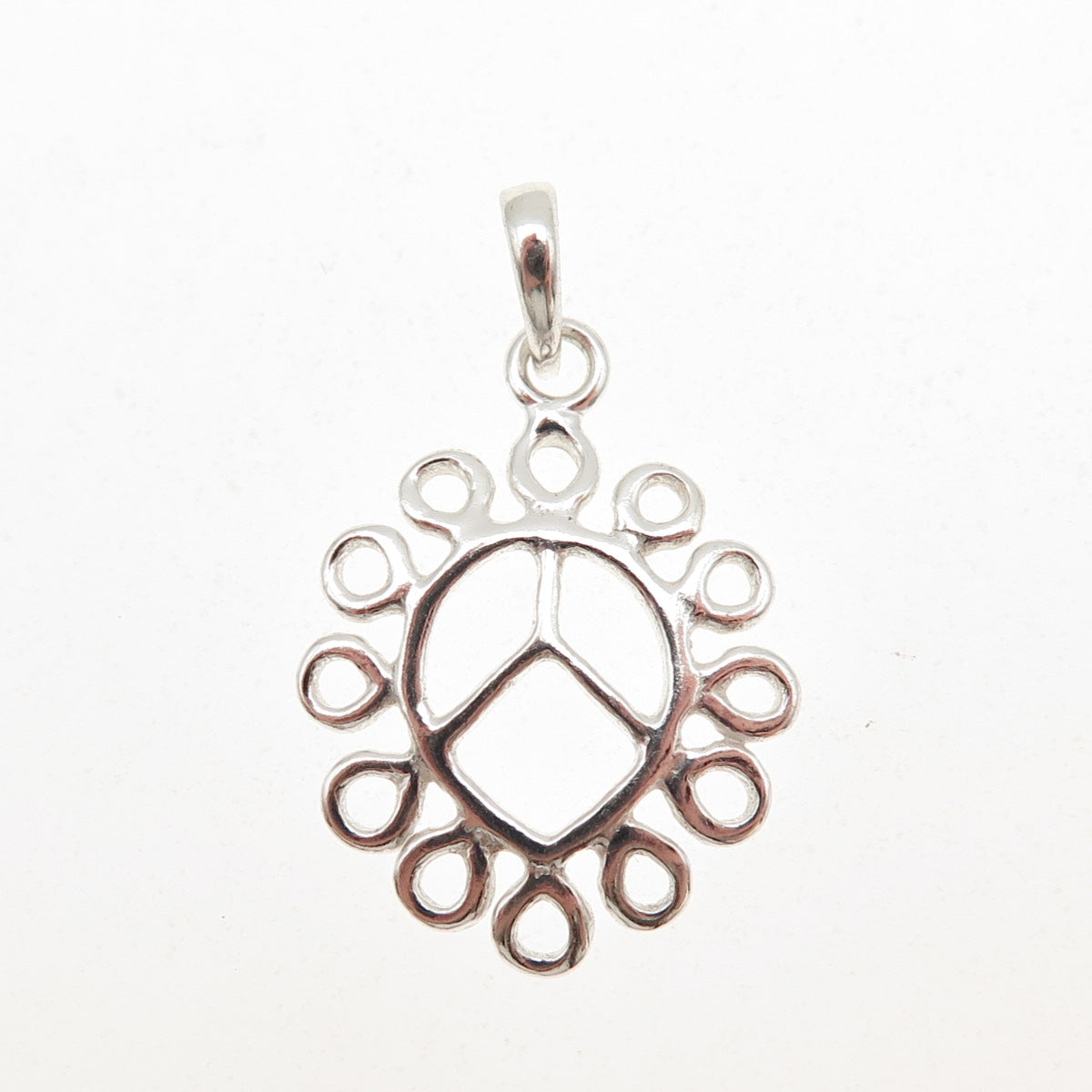 925 Sterling Silver Vintage Peace Symbol Swirl Charm Pendant