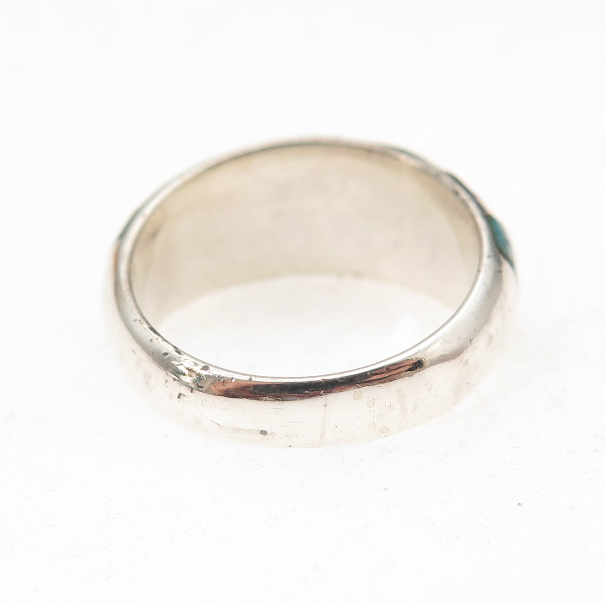 925 Sterling Silver Vintage Real Bisbee Turquoise Oxidized Ring Size 6.5