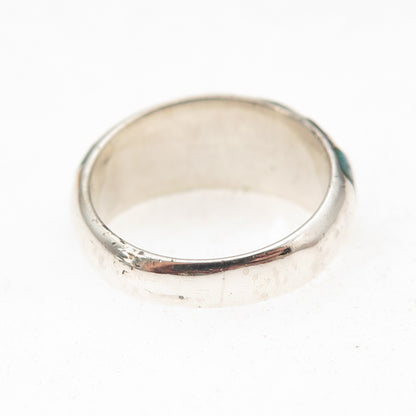 925 Sterling Silver Vintage Real Bisbee Turquoise Oxidized Ring Size 6.5
