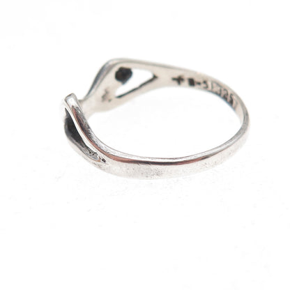 925 Sterling Silver Vintage Mexico Modernist Man Oxidized Ring Size 7.5