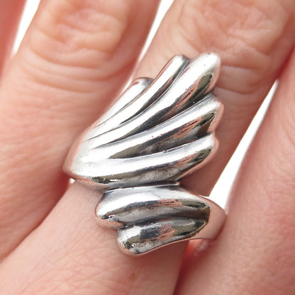 Chapal Zenray 925 Sterling Silver Vintage Modernist Wing Oxidized Ring Size 8.25