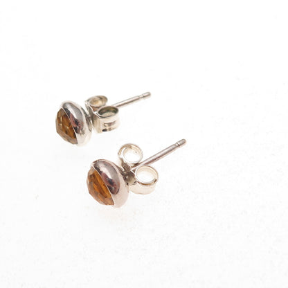 Pandora 925 Sterling Silver Real Citrine November Birthstone Stud Earrings