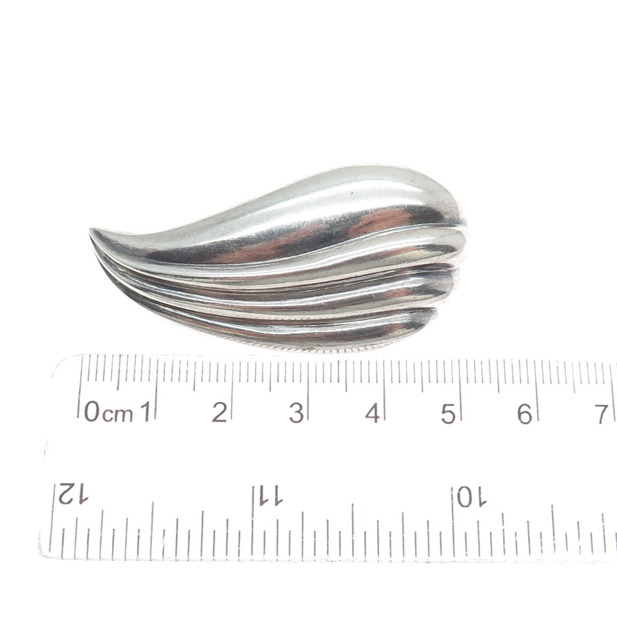 KRYPELL 925 Sterling Silver Vintage Modernist Petal Pin Brooch