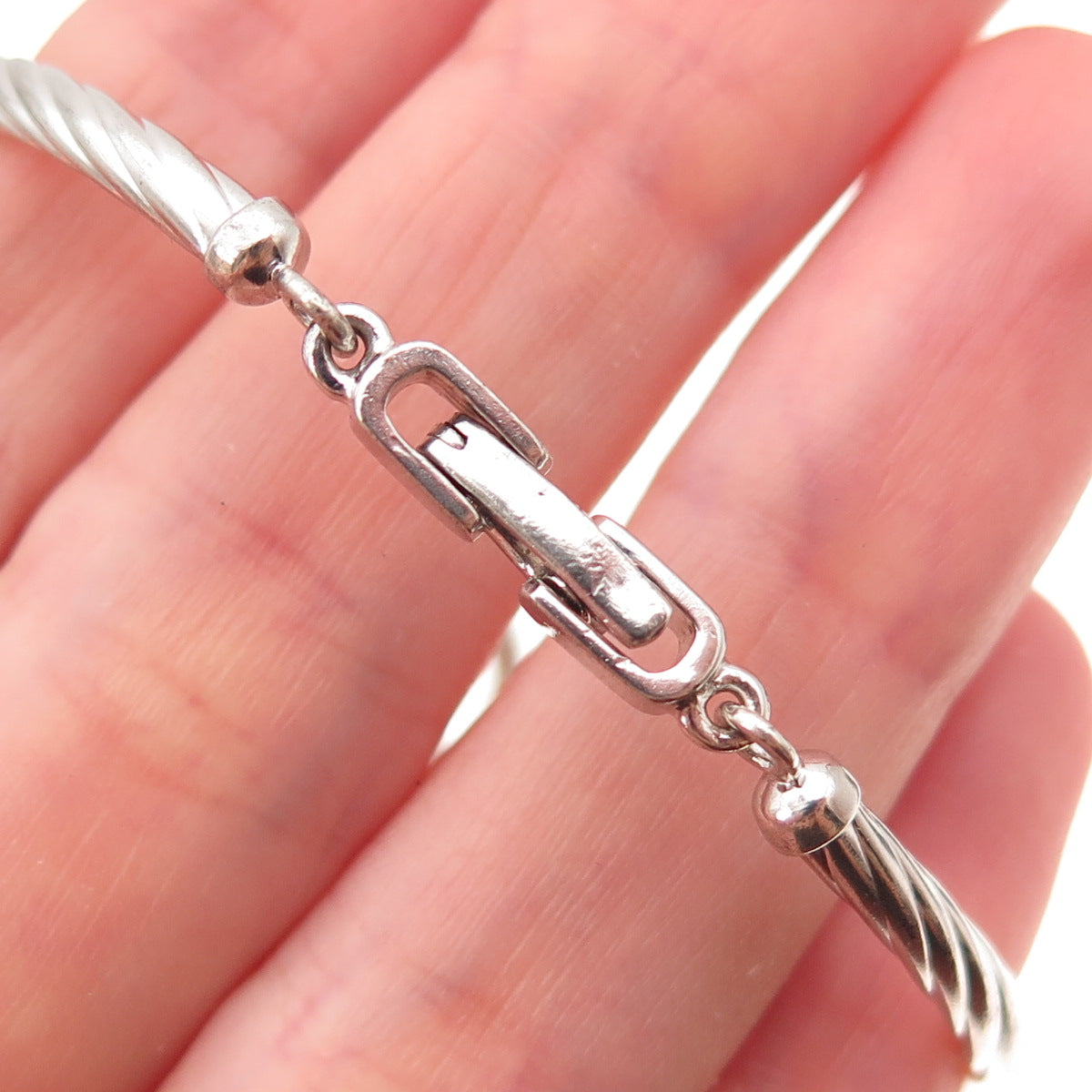 925 Sterling Silver Real Round-Cut Diamond Peace Symbol Bracelet 7"