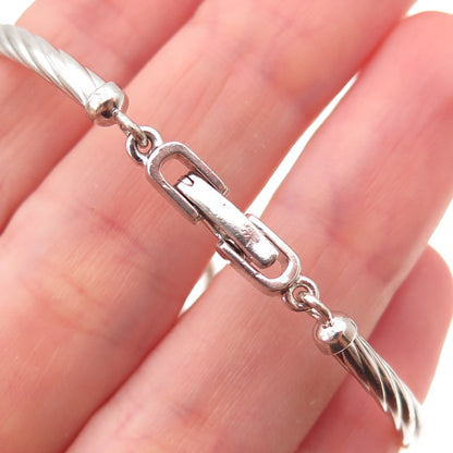 925 Sterling Silver Real Round-Cut Diamond Peace Symbol Bracelet 7"