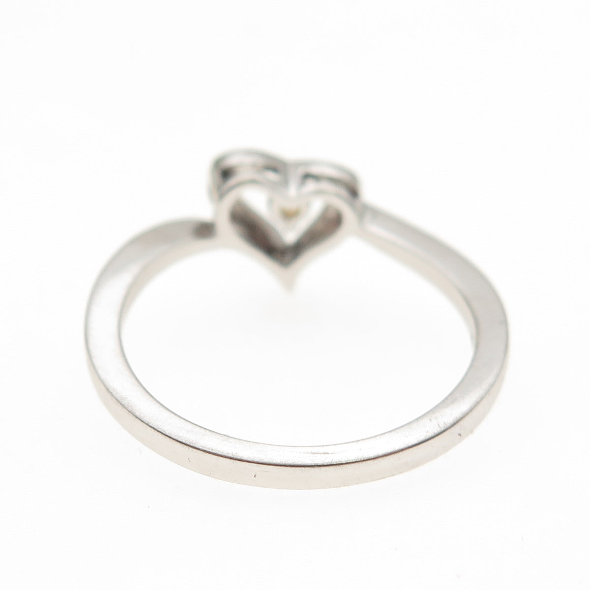 925 Sterling Silver Real Round-Cut Citrine Heart Ring Size 6.25