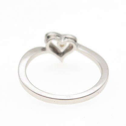 925 Sterling Silver Real Round-Cut Citrine Heart Ring Size 6.25