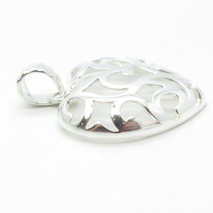 MILOR 925 Sterling Silver Vintage Italy Ornate Heart Pendant