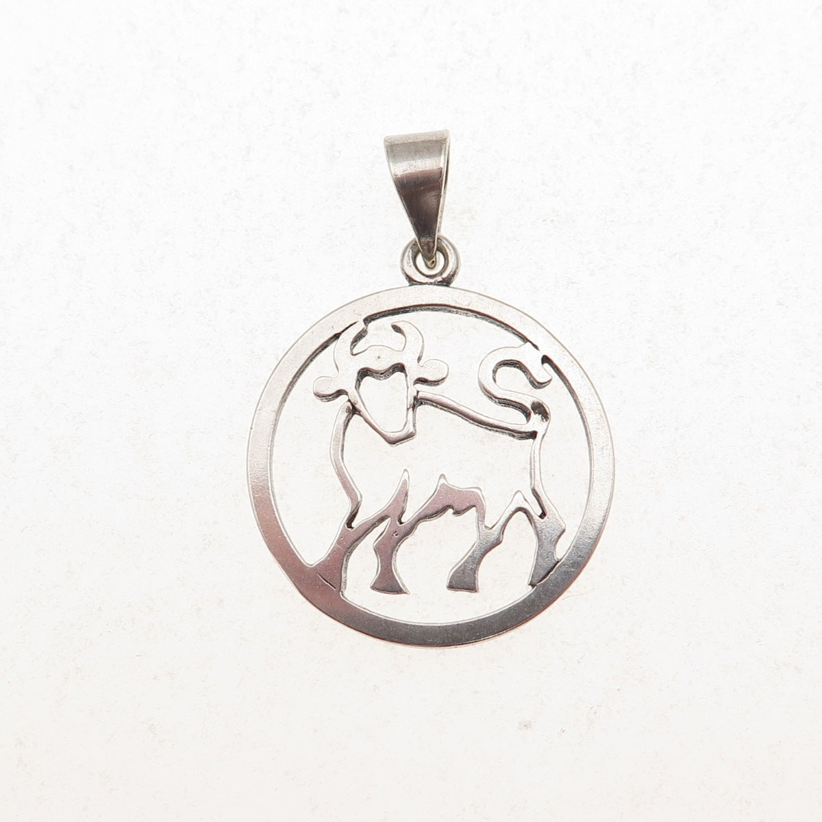 925S Sterling Silver Vintage Denmark Taurus Zodiac Sign Charm Pendant