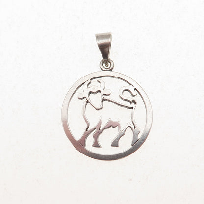 925S Sterling Silver Vintage Denmark Taurus Zodiac Sign Charm Pendant