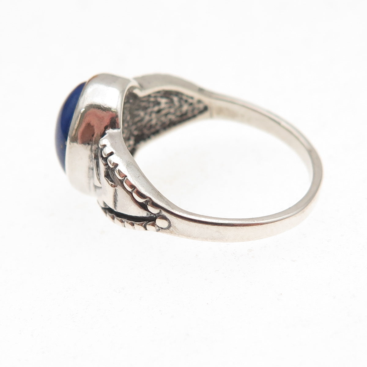 Shube 925 Sterling Silver Vintage Real Lapis Oxidized Ring Size 6