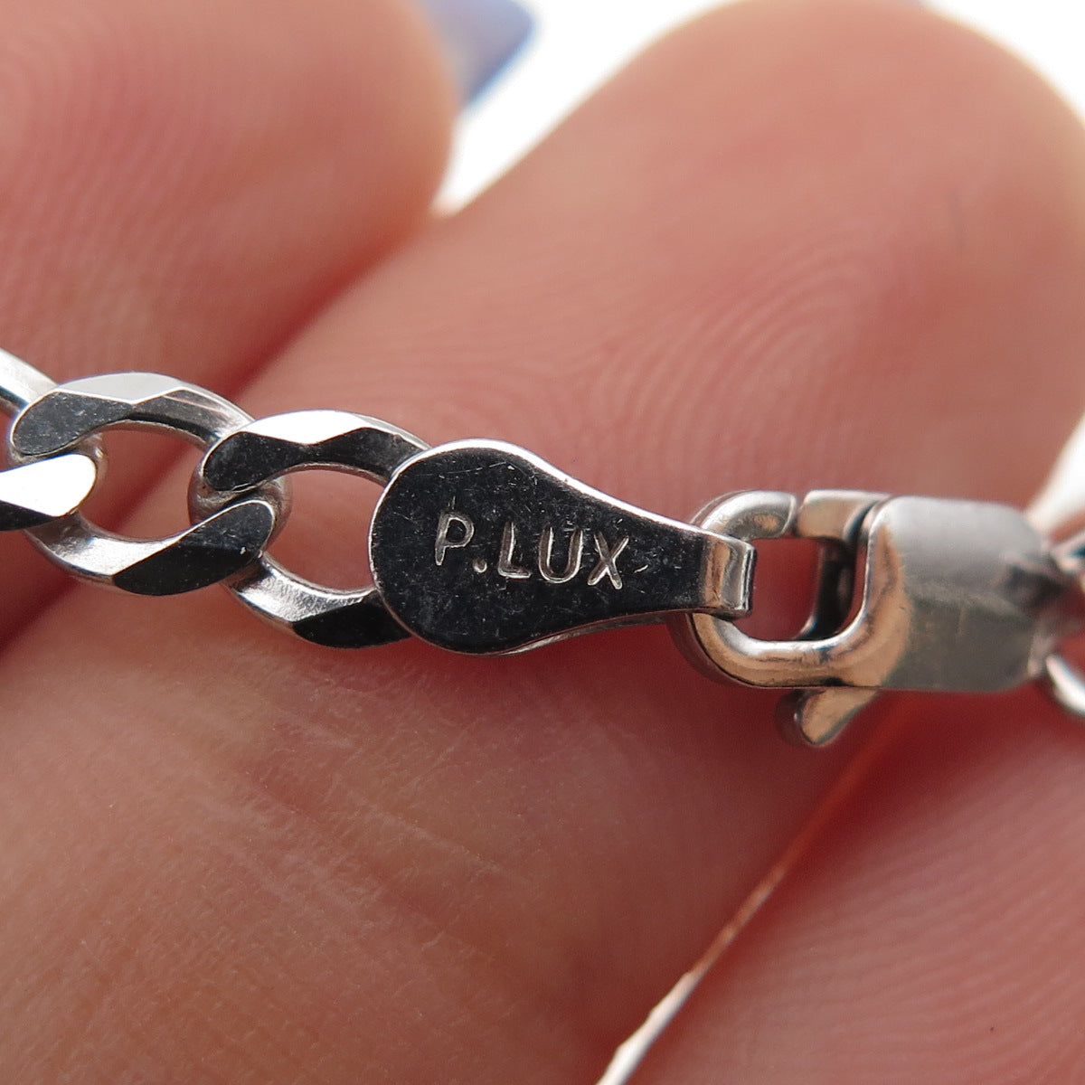 P. LUX 925 Sterling Silver Italy Figaro Chain Necklace 20"