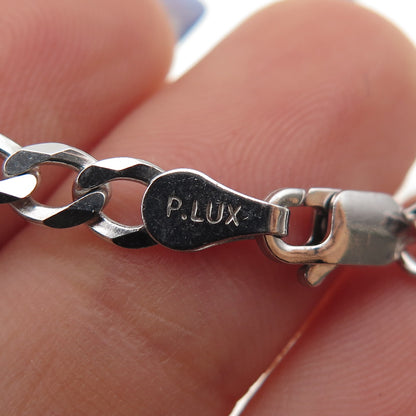 P. LUX 925 Sterling Silver Italy Figaro Chain Necklace 20"