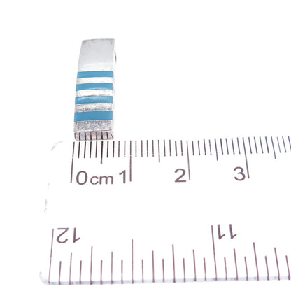 925 Sterling Silver Vintage Mexico Real Turquoise Bar Minimalist Slide Pendant