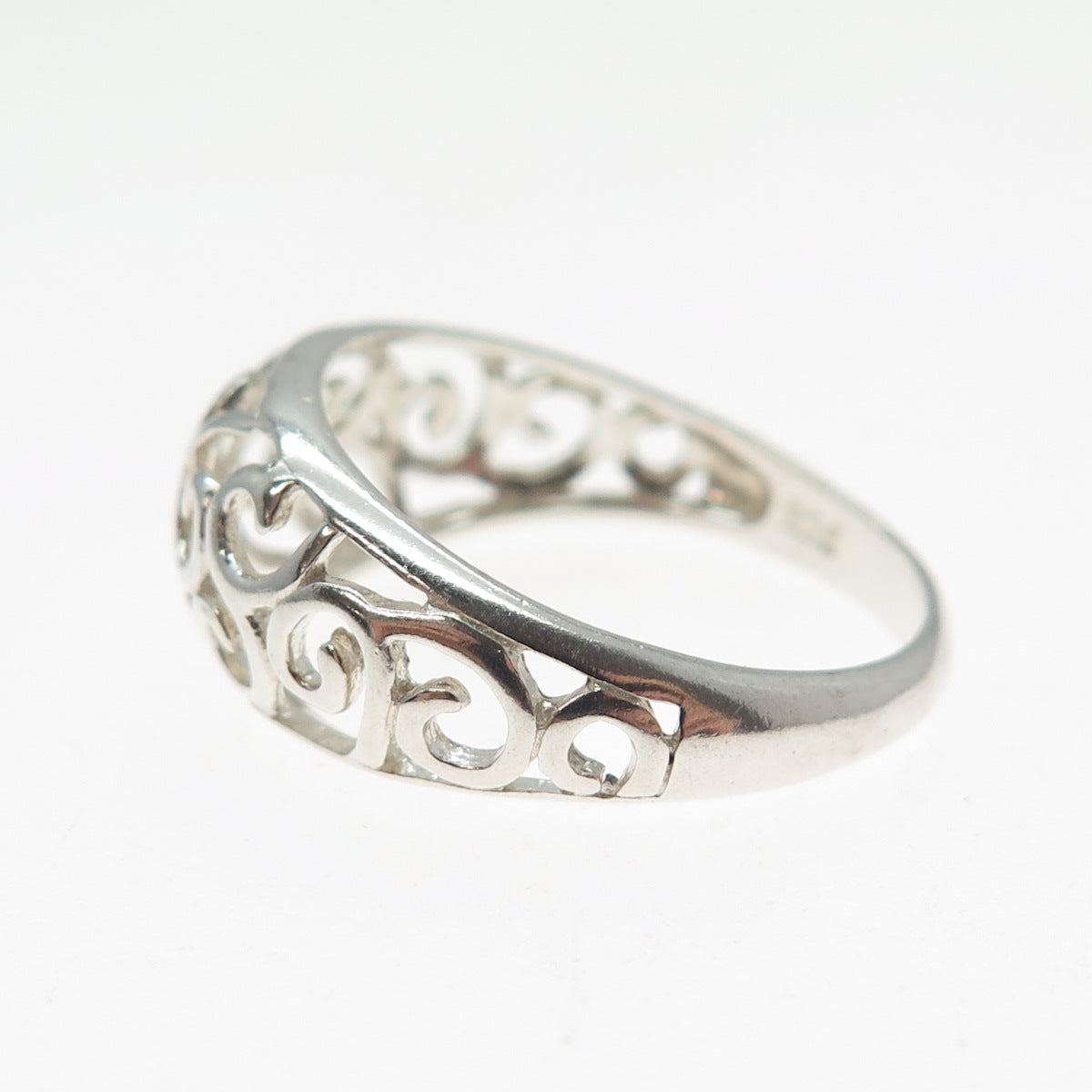 NEVADA 925 Sterling Silver Vintage Spiral Scroll Dome Ring Size 9.5