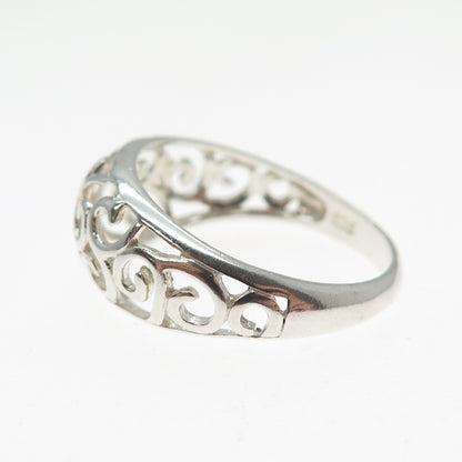 NEVADA 925 Sterling Silver Vintage Spiral Scroll Dome Ring Size 9.5