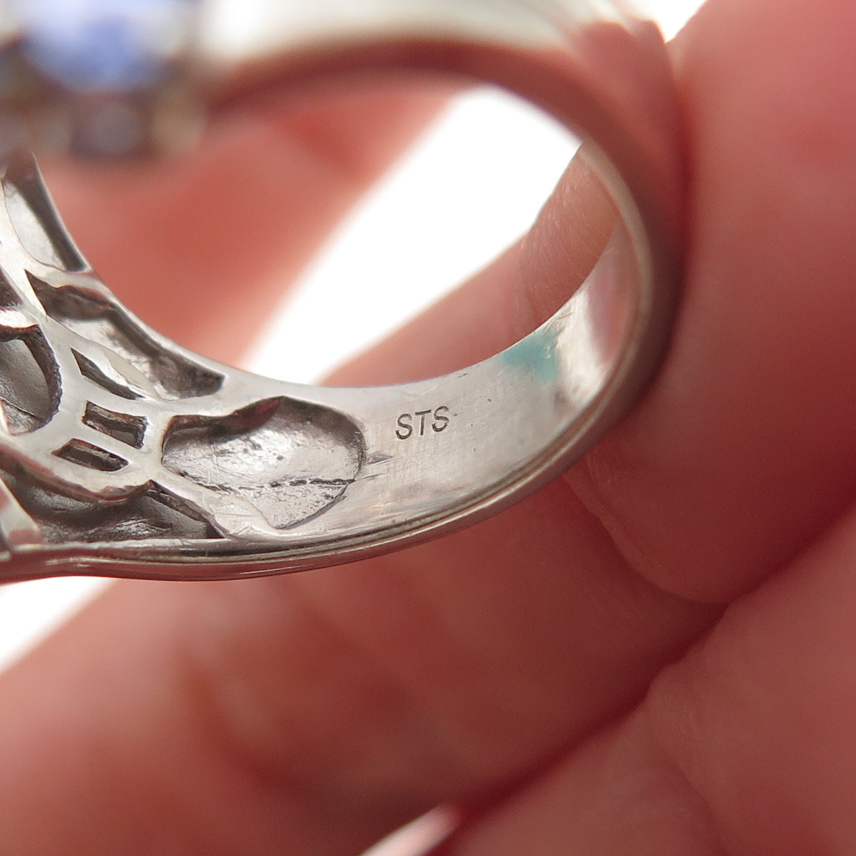 Chuck Clemency 925 Sterling Silver Real Tanzanite & White Topaz Ring Size 8.25