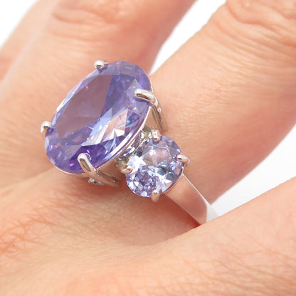 925 Sterling Silver Lavender C Z Ring Size 9