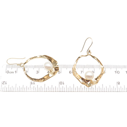 LIRM Sterling Silver Gold Plated Vintage Israel Real Pearl Modernist Earrings