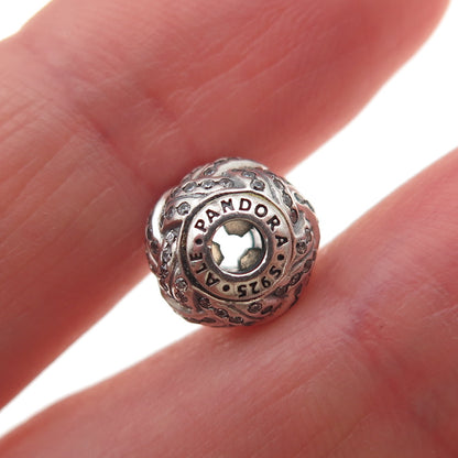 Pandora 925 Sterling Silver C Z Essence Friendship Slide Bead Charm