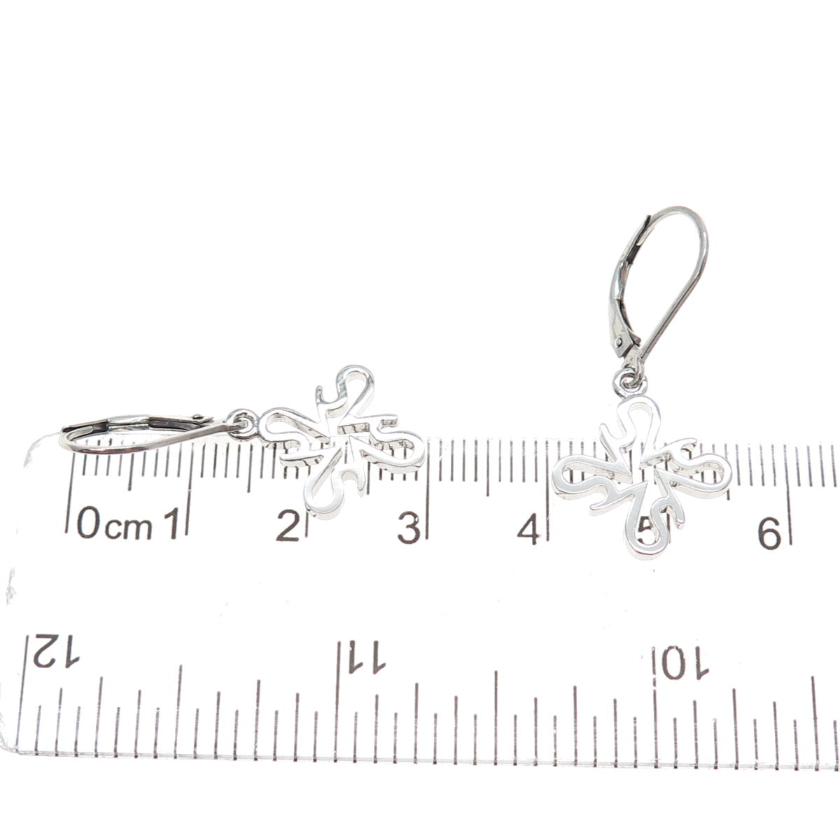 SAI 925 Sterling Silver Modernist Flower Dangle Earrings