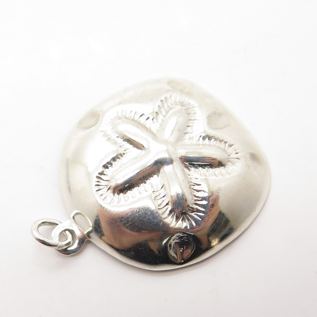 925 Sterling Silver Vintage Sand Dollar Textured Pendant