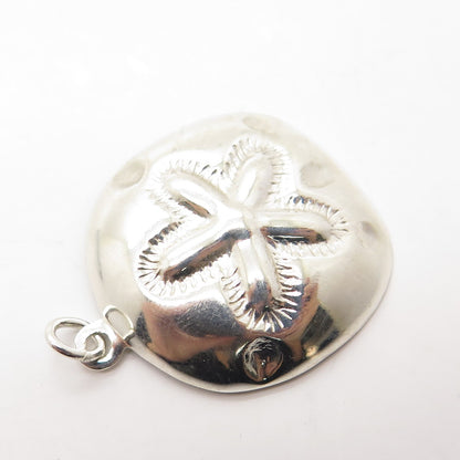 925 Sterling Silver Vintage Sand Dollar Textured Pendant
