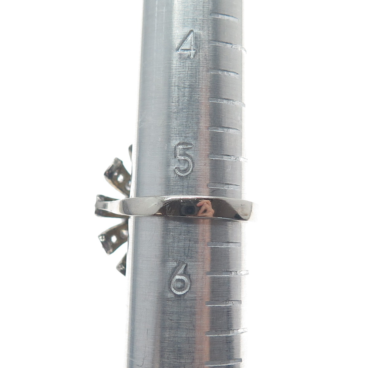 DBJ DEE BERKLE 925 Sterling Silver Vintage Faux Pearl & C Z Flower Ring Size 5.5