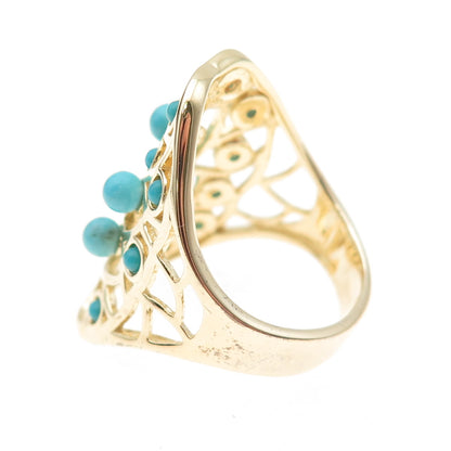 Tehya Oyama Sterling Silver Gold Plated Real Turquoise Tree of Life Ring Size 8