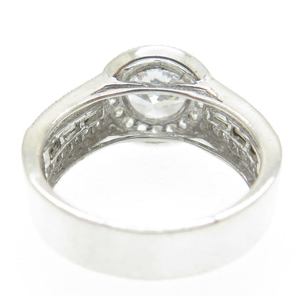 925 Sterling Silver Round & Baguette-Cut C Z Promise Ring Size 7