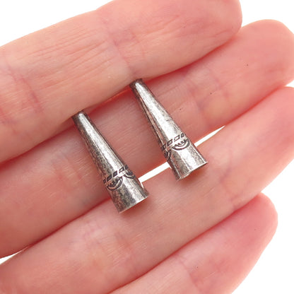 Old Pawn 925 Sterling Silver Vintage Southwestern Tribal SET of 2 Necklace Ends