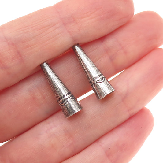 Old Pawn 925 Sterling Silver Vintage Southwestern Tribal SET of 2 Necklace Ends