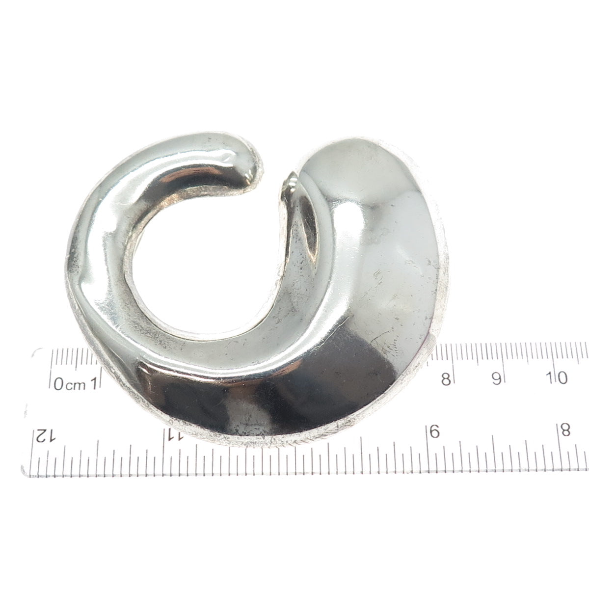 925 Sterling Silver Vintage Mexico Modernist Crescent Pin Brooch / Pendant
