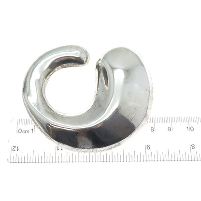 925 Sterling Silver Vintage Mexico Modernist Crescent Pin Brooch / Pendant