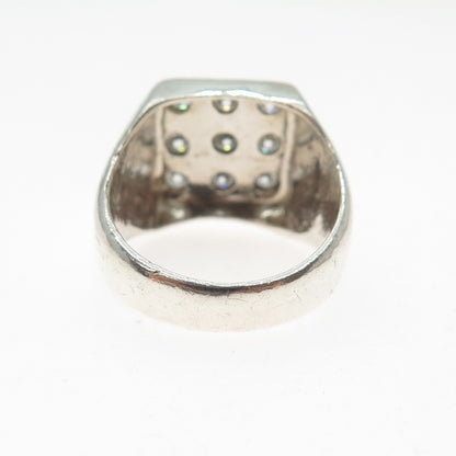 925 Sterling Silver Vintage Round-Cut C Z Signet Ring Size 9