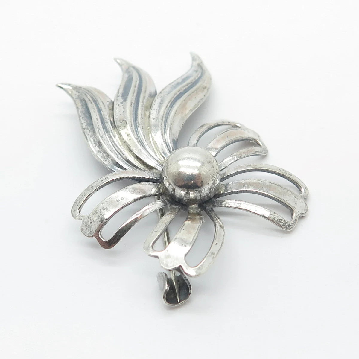 830 Silver Vintage Ribbon Bow Pin Brooch