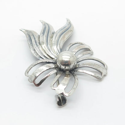 830 Silver Vintage Ribbon Bow Pin Brooch