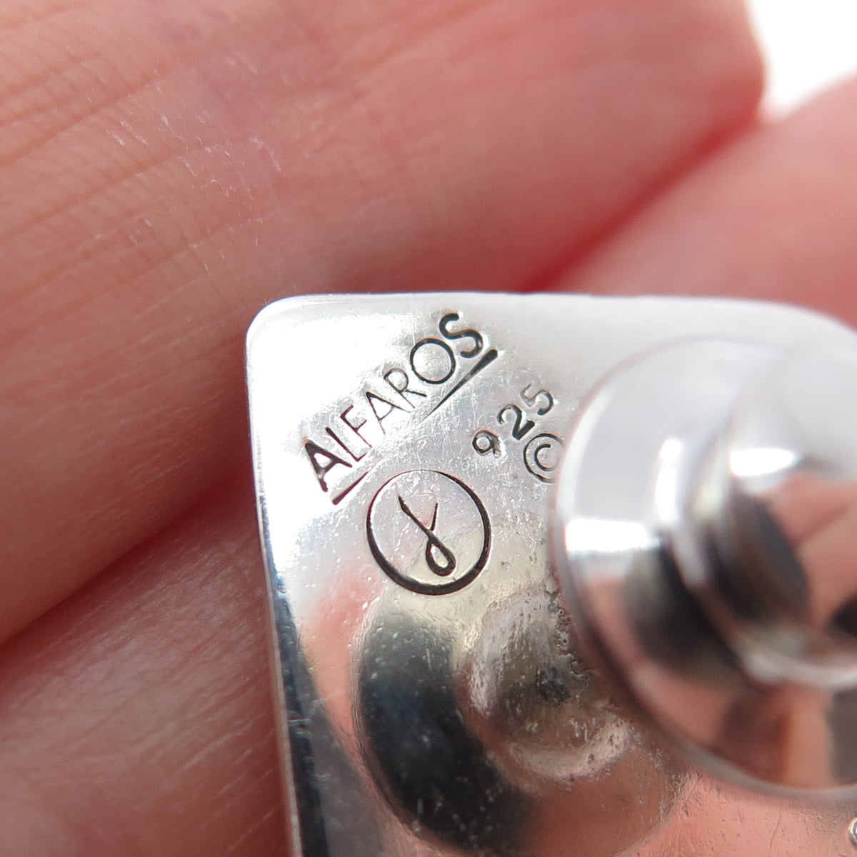 VICTOR ALFARO 14K Gold 925 Sterling Silver Vintage Real Ruby Modernist Lapel Pin