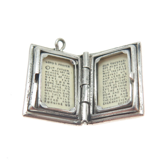 J.M. FISHER 925 Sterling Silver Antique Holy Bible Locket 3D Charm Pendant