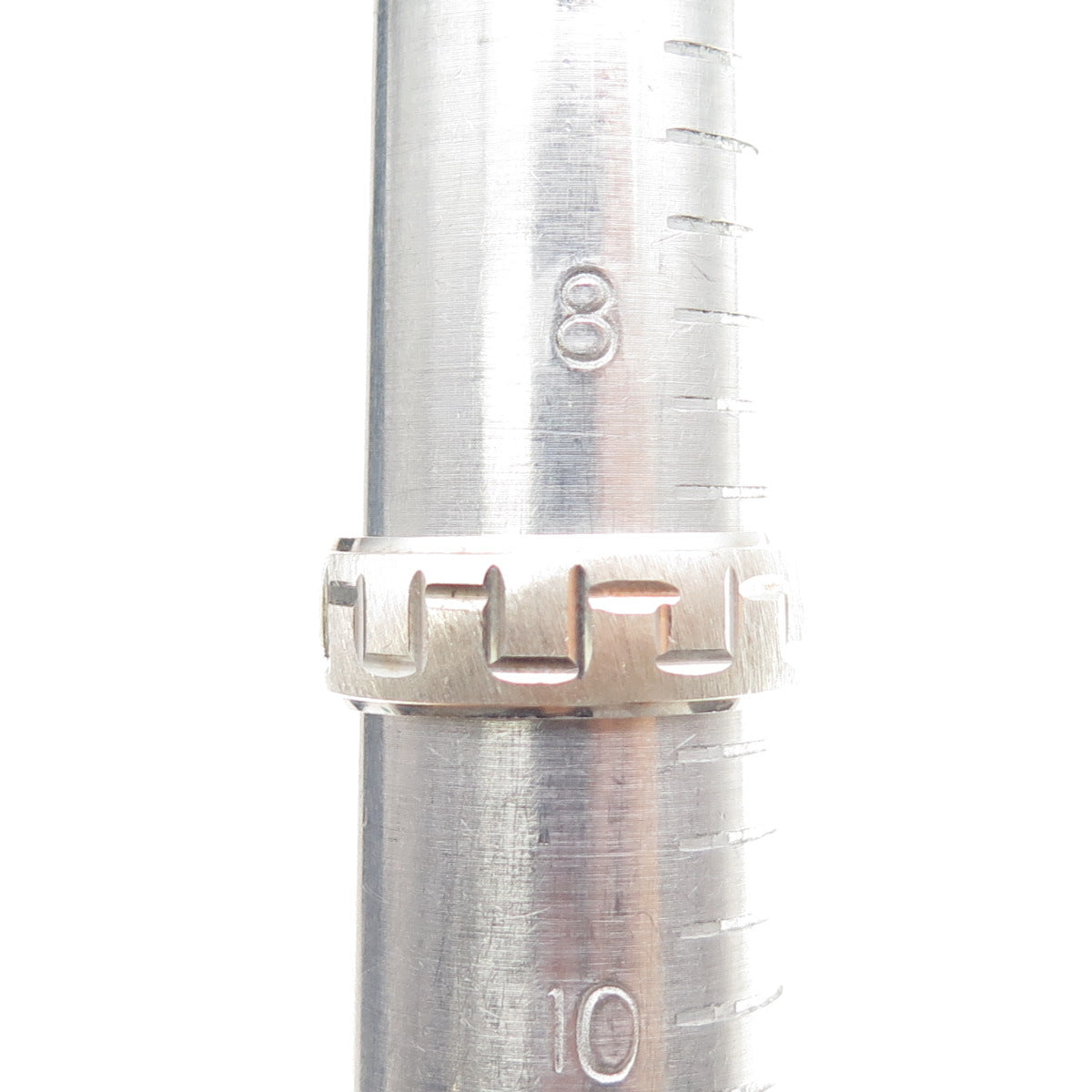 925 Sterling Silver Vintage Engraved Zig Zag Band Ring Size 9.25
