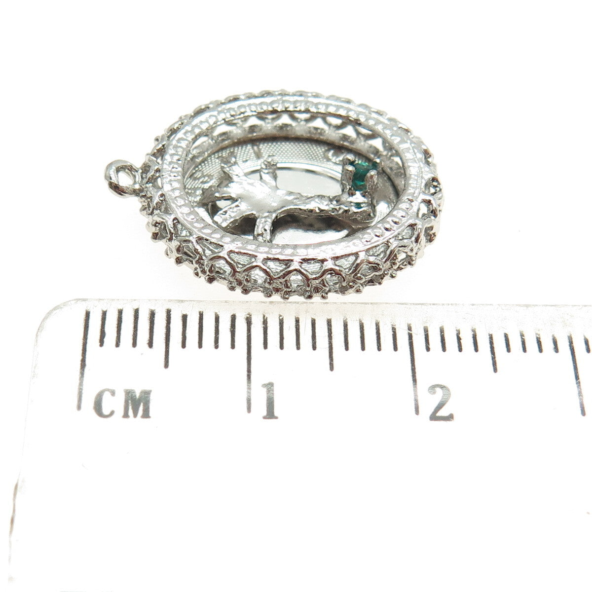 925 Sterling Silver Vintage Nano Emerald St. Thomas Tree of Life Pendant