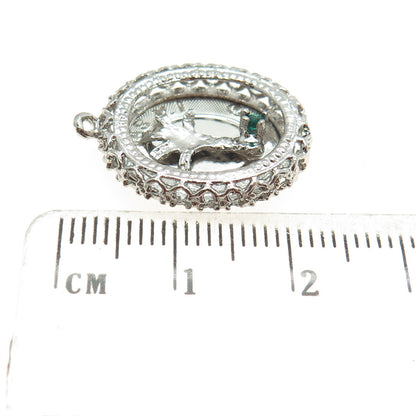 925 Sterling Silver Vintage Nano Emerald St. Thomas Tree of Life Pendant
