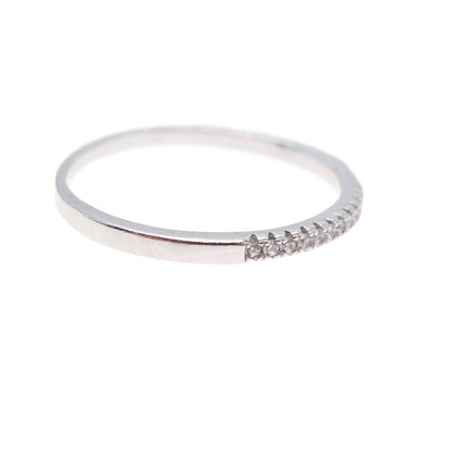 925 Sterling Silver Round-Cut C Z Half Eternity Stackable Band Ring Size 8