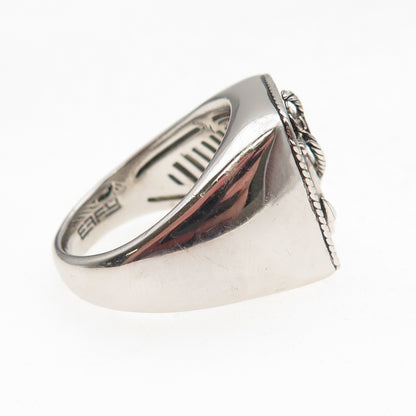 Effy 925 Sterling Silver Real Black Onyx Anchor Ring Size 10.25