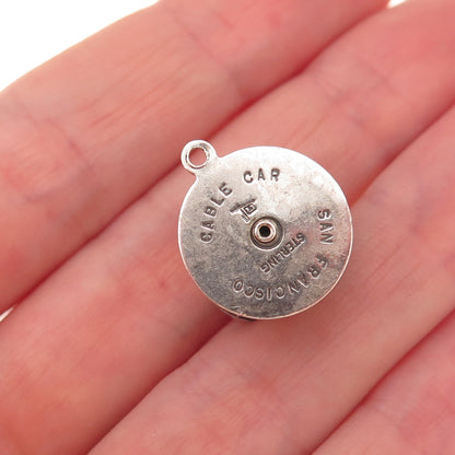 Bell Trading Post 925 Sterling Silver Vintage SF Cable Car Rotating 3D Pendant