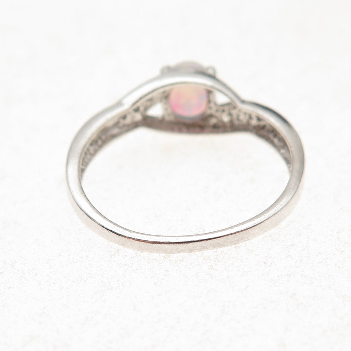 RJ Graziano 925 Sterling Silver Real Opal & C Z Ring Size 10.25