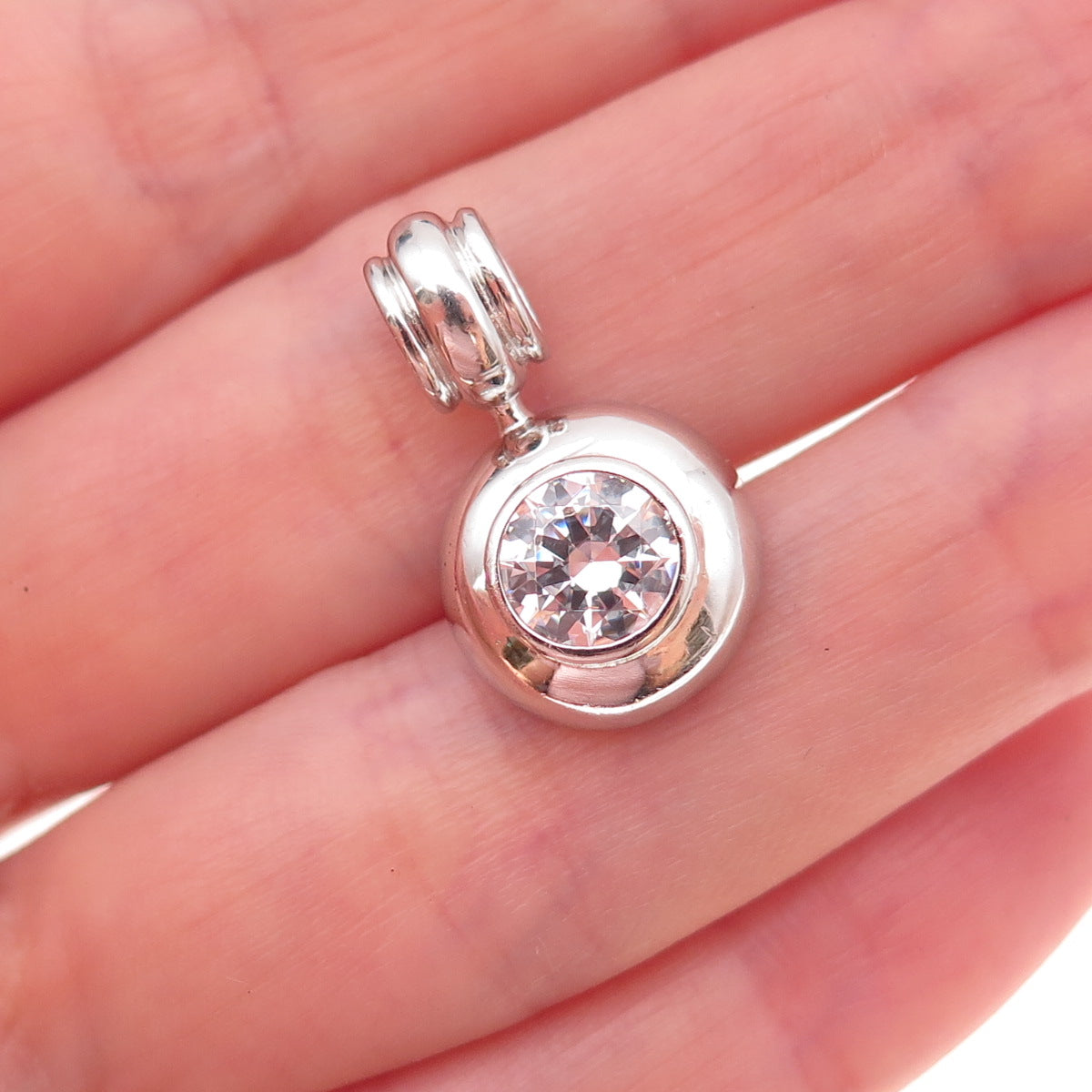 Itaor 925 Sterling Silver Italy Round-Cut C Z Charm Pendant